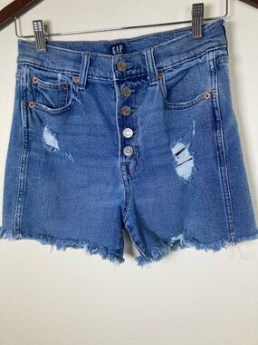 GAP High Rise Distressed Button Fly Denim Shorts 0/25